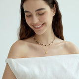 Mila Brown Natural Stone & Pearl Necklace