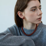 Selena Red Agate Earrings & Beaded Necklace