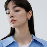 Emilia Minimalist Silver Oval Egg Earrings