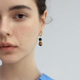 Elia Aesthetics Tiger Eye Beaded Long Earrings