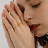 Lauren Geometric Lines Double-Layer Knot Ring