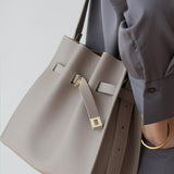 Ember High-End Cowhide Bucket Tote for Fashionable Youth