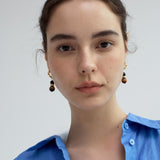 Elia Aesthetics Tiger Eye Beaded Long Earrings