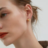 Cipriana Contrast Metal Hemispherical Earrings