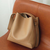 Ray Genuine Cowhide Bucket Tote Bag For Fashionable Style