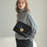 Robert Black Genuine Cowhide Chain Hobo Bag for Women
