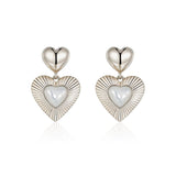 Cassian Heart-Shaped Mother-of-Pearl Retro Earrings