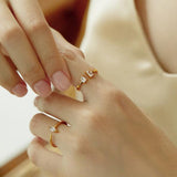 Donna Girl Sugar Cube Zircon Open Ring