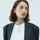 Julius Silver Peach Heart Earrings & Love Necklace