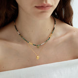Roberta Grass Green Devil's Eye Beaded Necklace