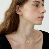 Leah Love Pendant Clavicle Chain Rice Pearl Necklace