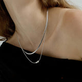 Sophia Double-Layer Silver Pendant Necklace