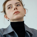 Brody Silver & Black Agate Ribbon Bow Earrings