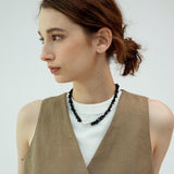 Ruth Black Natural Stone & Baroque Pearl Necklace