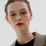 Cipriana Contrast Metal Hemispherical Earrings