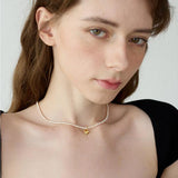 Leah Love Pendant Clavicle Chain Rice Pearl Necklace
