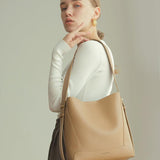 Ray Genuine Cowhide Bucket Tote Bag For Fashionable Style