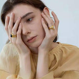 Chiara Retro Black Agate & Mother-of-Pearl Ring