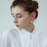 Ashton 3D Ribbon Knot Pearl Earrings