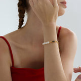 Maria Freshwater Pearl & Black Zircon Chain Bracelet