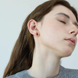 Zephyr Red Beans Earrings & Pearl Beaded Necklace