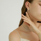 Ravenna Silver OT Buckle Necklace & 925 Pearl Earrings Set