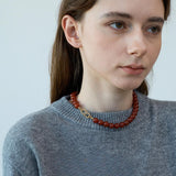 Selena Red Agate Earrings & Beaded Necklace