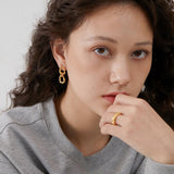 Jett Lava Texture Chain Earrings