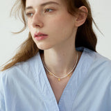 Pierrette metal pendant pearl necklace clavicle chain