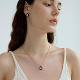 Carter Elegant Black Glaze Pendant & Earrings
