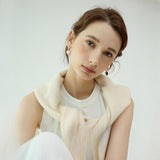 Ayla AB Matte Engraved Heart & Pearl Earrings