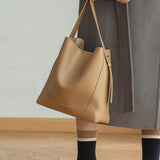 Ray Genuine Cowhide Bucket Tote Bag For Fashionable Style