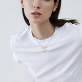 Sara Minimalist Square Clavicle Chain Letter Necklace