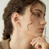 Bambi Zircon-Inlaid C-Shaped Earrings