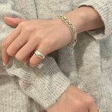 Amandine 925 Sterling Silver Textured Open Pinky Ring