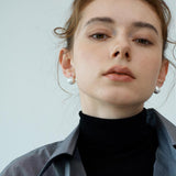 Amos Oval Silver Brushed Matte Earrings