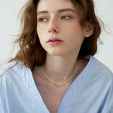 Pierrette metal pendant pearl necklace clavicle chain