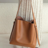 Ray Genuine Cowhide Bucket Tote Bag For Fashionable Style