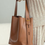 Ray Genuine Cowhide Bucket Tote Bag For Fashionable Style