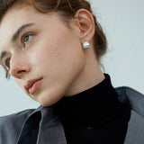 Amos Oval Silver Brushed Matte Earrings