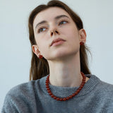Selena Red Agate Earrings & Beaded Necklace