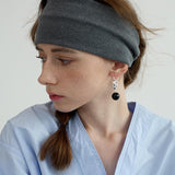 Stella Black Agate Small Ball Earrings