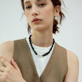 Ruth Black Natural Stone & Baroque Pearl Necklace