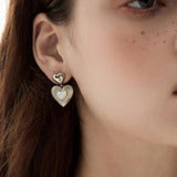 Cassian Heart-Shaped Mother-of-Pearl Retro Earrings