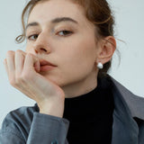 Amos Oval Silver Brushed Matte Earrings
