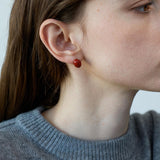 Zephyr Red Beans Earrings & Pearl Beaded Necklace