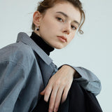 Brody Silver & Black Agate Ribbon Bow Earrings
