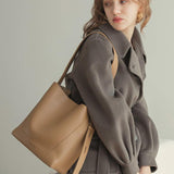 Ray Genuine Cowhide Bucket Tote Bag For Fashionable Style
