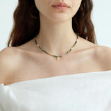 Roberta Grass Green Devil's Eye Beaded Necklace