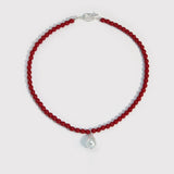 Zephyr Red Beans Earrings & Pearl Beaded Necklace